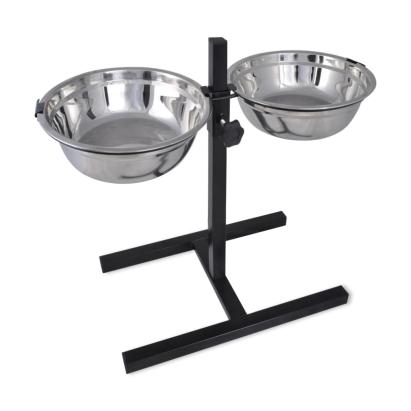 Suport pentru câine & 2 boluri din oțel inoxidabil x 4,1 l GartenMobel Dekor