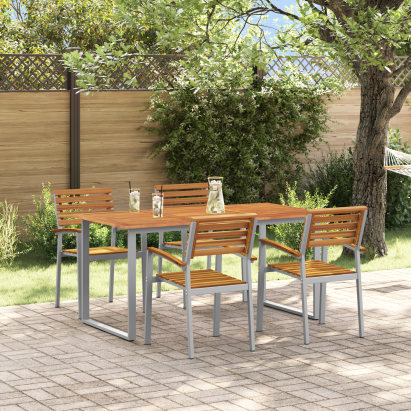 Set de dining pentru grădină din 5 piese, lemn solid de acacia și metal GartenMobel Dekor