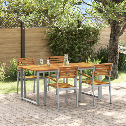 Set de dining de grădină 5 piese din lemn solid de acacia și metal GartenMobel Dekor