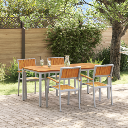 Set de dining pentru grădină 5 piese din lemn solid de acacia și metal GartenMobel Dekor