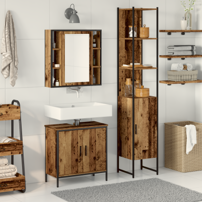 Set de mobilier pentru baie 3 piese din lemn prelucrat GartenMobel Dekor