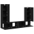Set de dulap TV 4 piese montat pe perete lemn negru GartenMobel Dekor