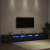 Cabinet TV  cu lumini LED, Stejar negru, 300x35x40 cm, Lemn compozit GartenMobel Dekor