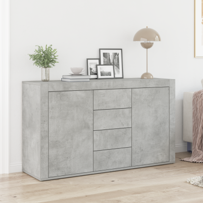 Bufet Gri Beton Lemn Prelucrat 120 x 36 x 69 cm Depozitare GartenMobel Dekor