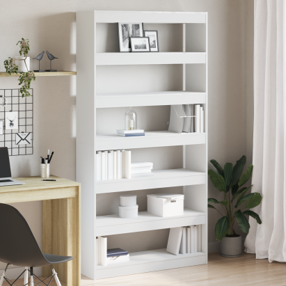 Bibliotecă Albă Alb Lemn prelucrat 100 x 30 x 198 cm Rafturi GartenMobel Dekor