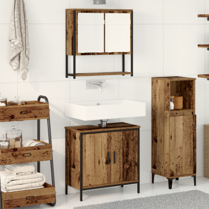 Set de Mobilier pentru Baie în 2 Piese din Lemn Vechi și Lemn Prelucrat GartenMobel Dekor