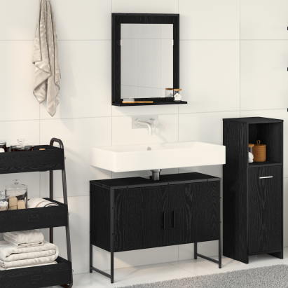 Set de mobilier pentru baie , 2 piese, lemn ingineresc, stejar negru GartenMobel Dekor
