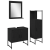 Set de dulapuri pentru baie 3 piese Negru Stejar Lemn prelucrat GartenMobel Dekor