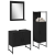 Set de dulapuri pentru baie 3 piese Negru Stejar Lemn prelucrat GartenMobel Dekor