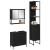 Set de Mobilier pentru Baie 3 Piese Negru Stejar Lemn Prelucrat GartenMobel Dekor