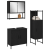 Set de Mobilier pentru Baie 3 Piese Negru Stejar Lemn Prelucrat GartenMobel Dekor