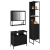 Set de Mobilier pentru Baie 3 Piese Negru Stejar Lemn Stratificat GartenMobel Dekor