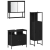 Set de mobilier pentru baie 3 piese stejar negru lemn compus GartenMobel Dekor