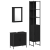 Set de mobilier pentru baie 3 piese Negru stejar din lemn prelucrat GartenMobel Dekor