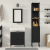 Set de mobilier pentru baie 3 piese Negru stejar din lemn prelucrat GartenMobel Dekor