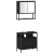 Set de mobilier pentru baie 4 piese din lemn ingineresc stejar negru GartenMobel Dekor