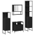 Set de mobilier pentru baie 4 piese din lemn ingineresc stejar negru GartenMobel Dekor