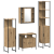 Set de mobilier pentru baie 4 piese din lemn prelucrat, stejar artizanal GartenMobel Dekor