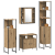 Set de mobilier pentru baie 4 piese din lemn prelucrat, stejar artizanal GartenMobel Dekor