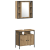Set de mobilier pentru baie 4 piese din lemn prelucrat, stejar artizanal GartenMobel Dekor