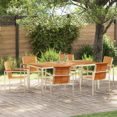 Set dining gradină  7 Piese Lemn Masiv Teak GartenMobel Dekor