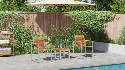 Șezlong cu scaune de grădină 3 piese din lemn solid de tec GartenMobel Dekor