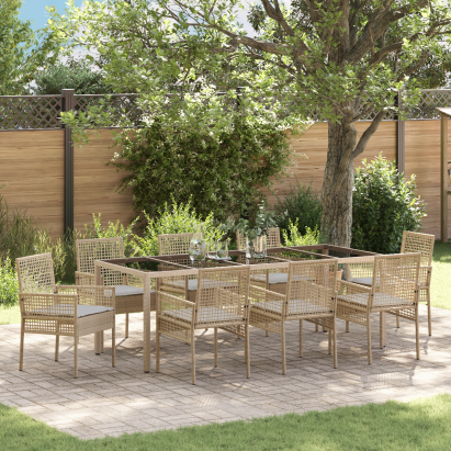 Set de dining pentru grădină 9 piese Bej din Poliratan GartenMobel Dekor