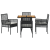Set de dining cu 5 piese grădină, cu perne negre din poliratan GartenMobel Dekor
