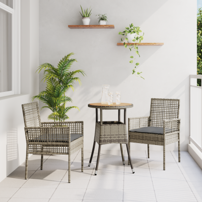 Set de dining pentru grădină 3 piese gri din poliratan GartenMobel Dekor