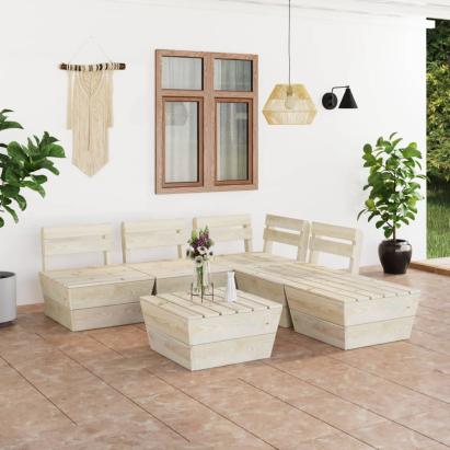Set de mobilier paleți de grădină 6 piese lemn molid tratat GartenMobel Dekor