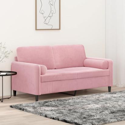 Canapea cu 2 locuri cu pernuțe, roz, 140 cm, catifea GartenMobel Dekor