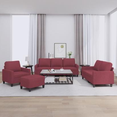 Set canapea cu perne, 4 piese, roșu vin, material textil GartenMobel Dekor
