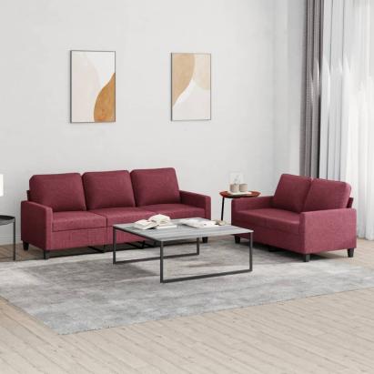 Set canapea cu perne, 2 piese, roșu vin, material textil GartenMobel Dekor