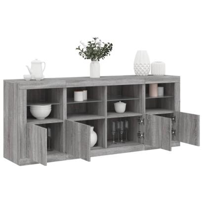 Servantă cu lumini LED, gri sonoma, 163x37x67 cm GartenMobel Dekor