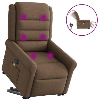 Fotoliu electric de masaj rabatabil cu ridicare, maro, textil GartenMobel Dekor