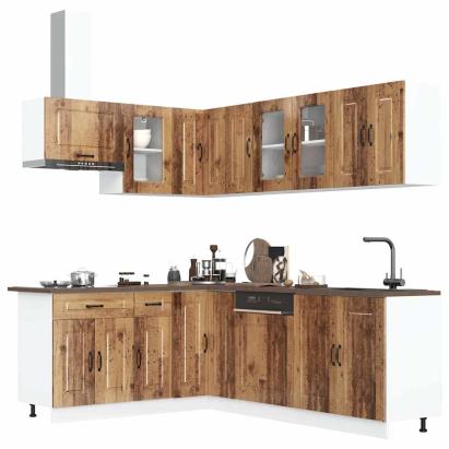 Set de dulapuri de bucătărie 11 piese „Kalmar” Lemn vechi lemn GartenMobel Dekor