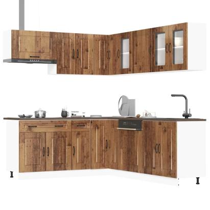 Set de dulapuri de bucătărie 11 piese „Kalmar” Lemn vechi lemn GartenMobel Dekor