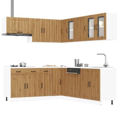 Set dulap de bucătărie 11 piese „Lucca” stejar artizanal lemn GartenMobel Dekor