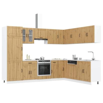 Set dulap de bucătărie 14 piese „Lucca” stejar artizanal lemn GartenMobel Dekor