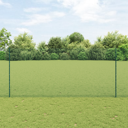 Gard din plasă sudată cu 5 stâlpi U Verde 1.4x10 m Oțel GartenMobel Dekor