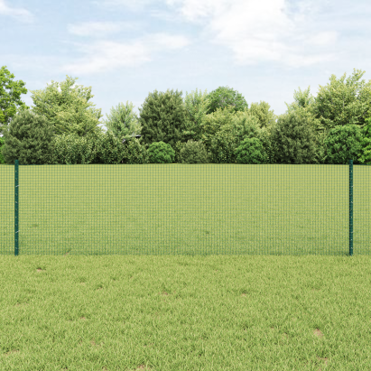 Gard din Sârmă Sudată cu 22 U Posturi Verde 0.6x50 m Oțel GartenMobel Dekor