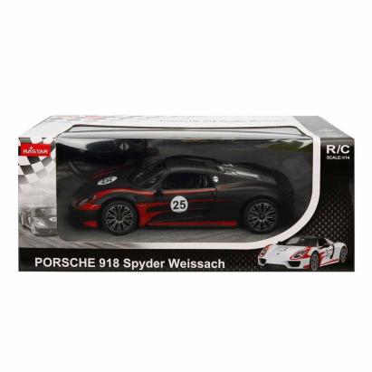MASINA CU TELECOMANDA PORSCHE 918 SPYDER WEISSACH NEGRU SCARA 1 LA 14 SuperHeroes ToysZone