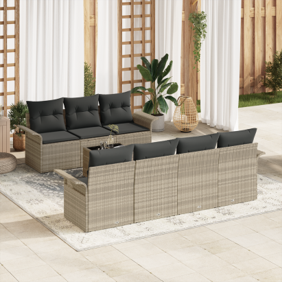 Set de Sofa de Grădină cu Perne Gri Deschis Poliratan GartenMobel Dekor