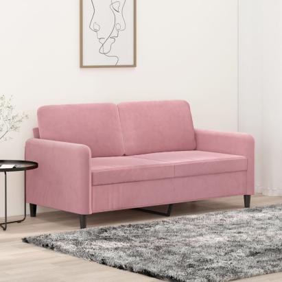 Canapea cu 2 locuri, roz, 140 cm, catifea GartenMobel Dekor