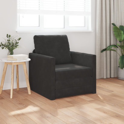 Sofa Pat 2-in-1 Negru 74x77x81 cm Catifea GartenMobel Dekor