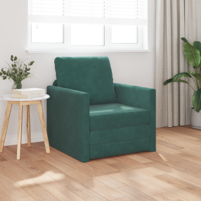 Sofa Pat 2 în 1 Verde închis 74x77x81 cm Catifea GartenMobel Dekor