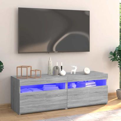 Comodă TV cu lumini LED, gri sonoma, 120x35x40 cm GartenMobel Dekor