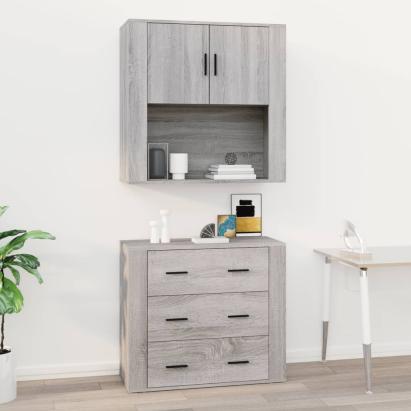 Dulap de perete, gri sonoma,80x33x80 cm, lemn prelucrat GartenMobel Dekor