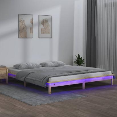 Cadru de pat cu LED, 160x200 cm, lemn masiv GartenMobel Dekor