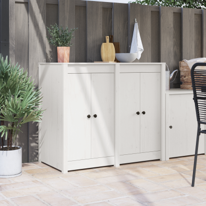 Uși exterioare de bucătărie 2 buc alb 50x9x82 cm din lemn de pin solid GartenMobel Dekor
